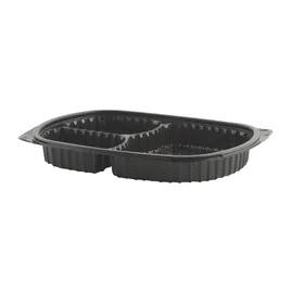 Take-Out Container Base 7X10X1.25 IN 3 Compartment PP Black Microwave Safe 250/Case