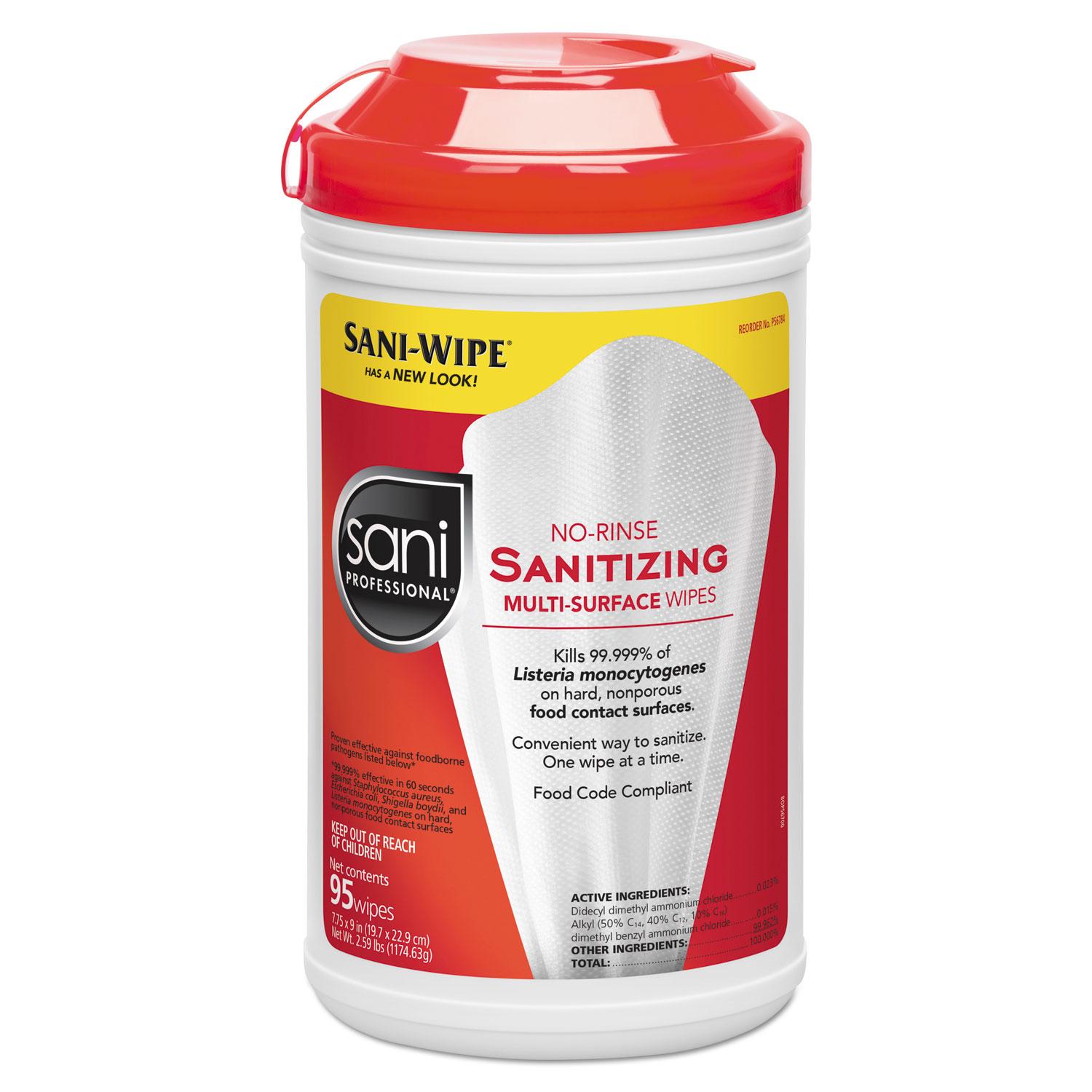 Sani Professional® Sanitizer Multi Surface Wipe Alcohol No Rinse 95 Count/Pack 6 Packs/Case 600 Count/Case
