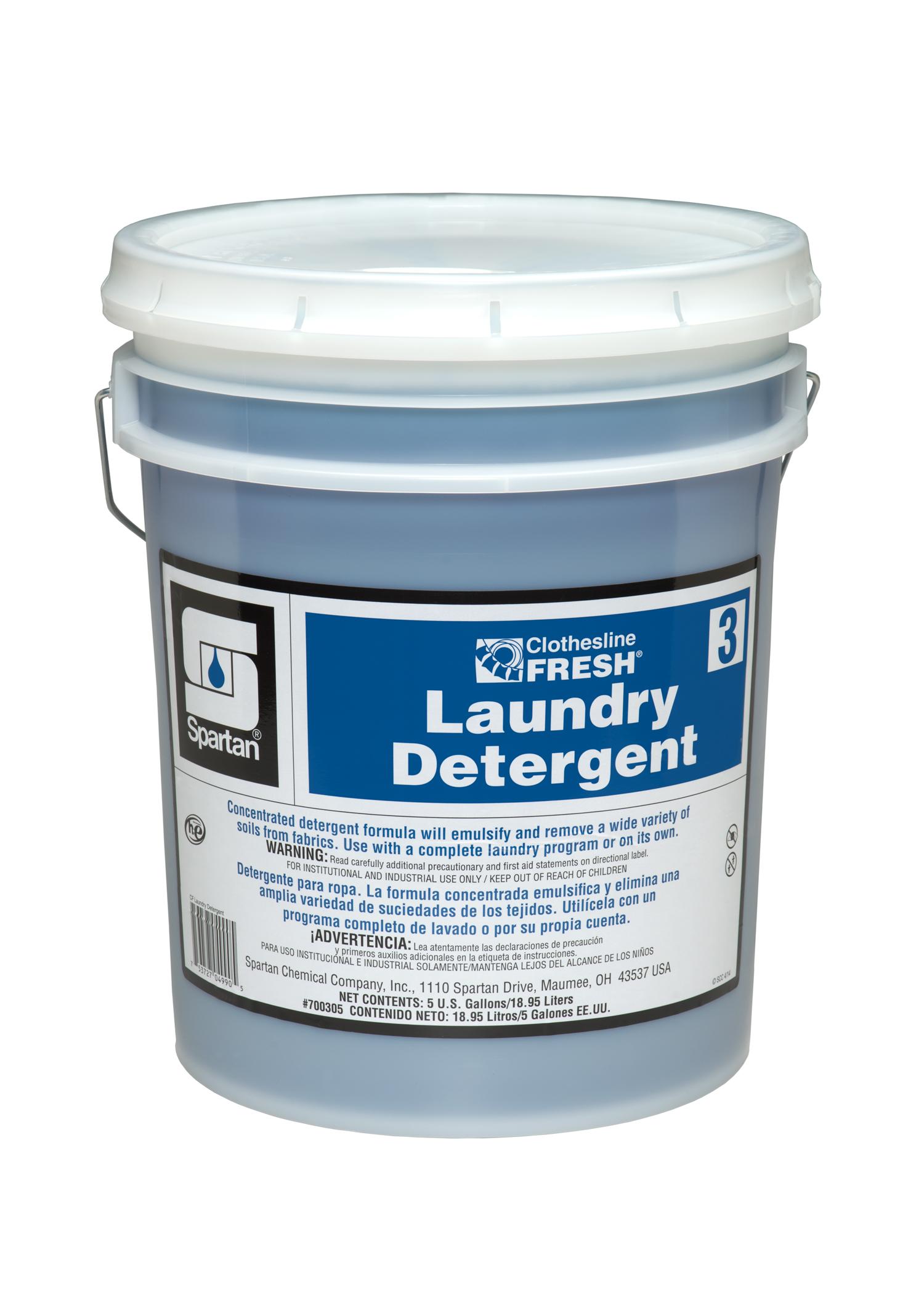 Clothesline Fresh® Laundry Detergent 3 Pleasant Scent 5 GAL Neutral Liquid 1/Pail