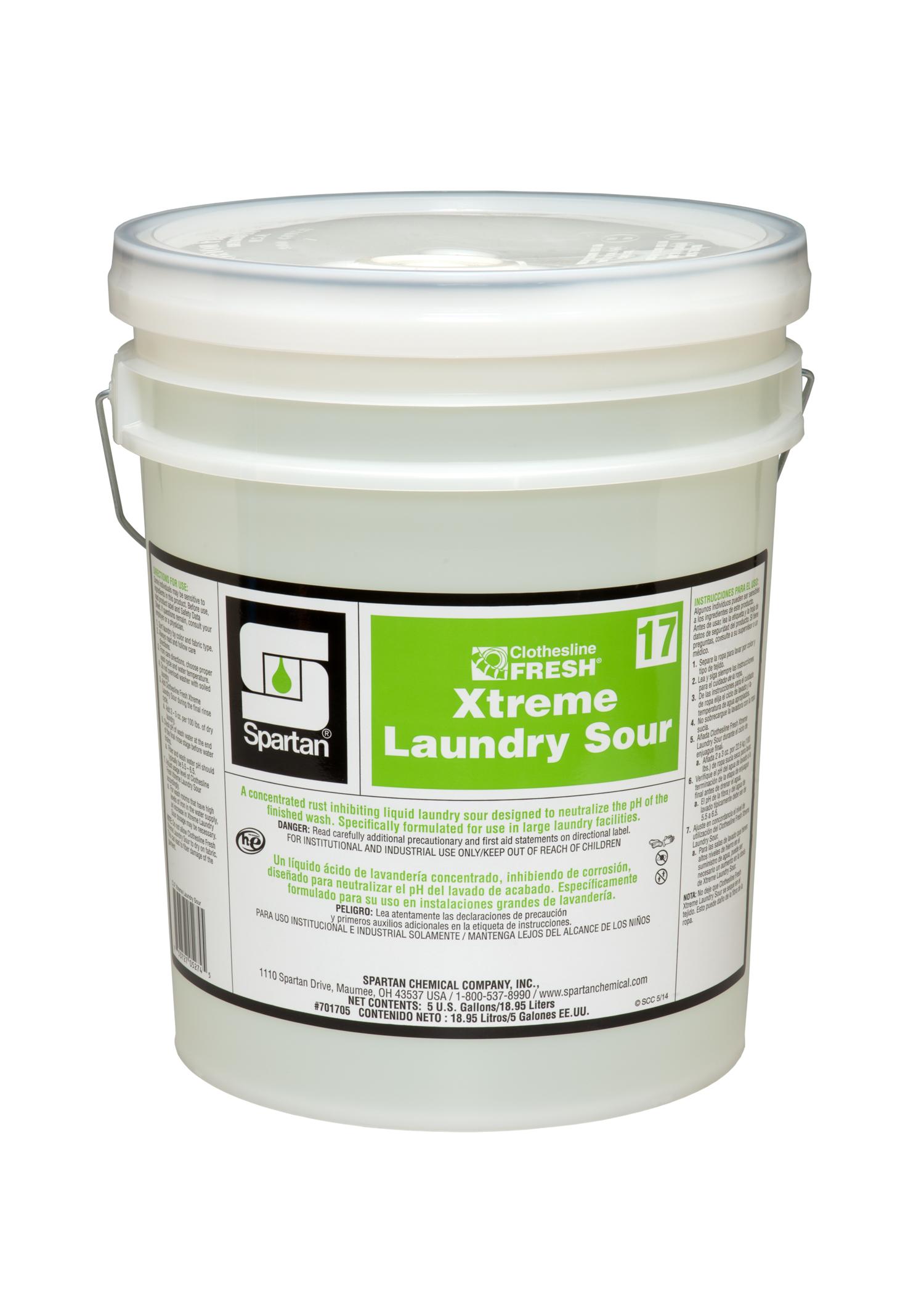 Clothesline Fresh® Xtreme® 17 Mild Scent Laundry Sour 5 GAL Acidic 1/Pail