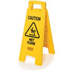 Wet Floor Caution Sign 26X12 IN Yellow Plastic Multilingual 1/Each