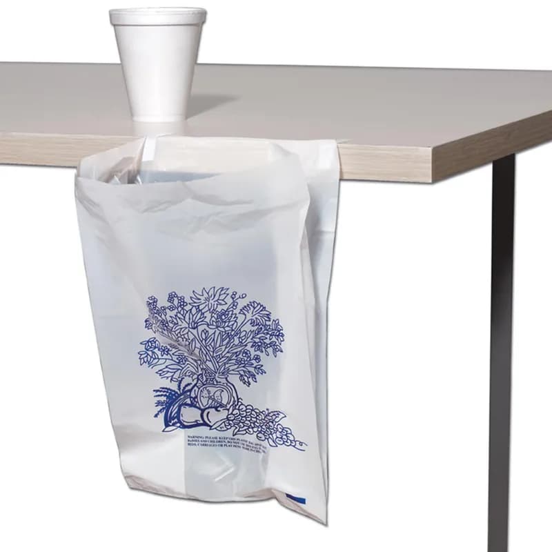 Bedside Bag 7X4X11 IN HDPE 0.5MIL White With Open Ended Closure FDA Compliant Gusset 2000/Case