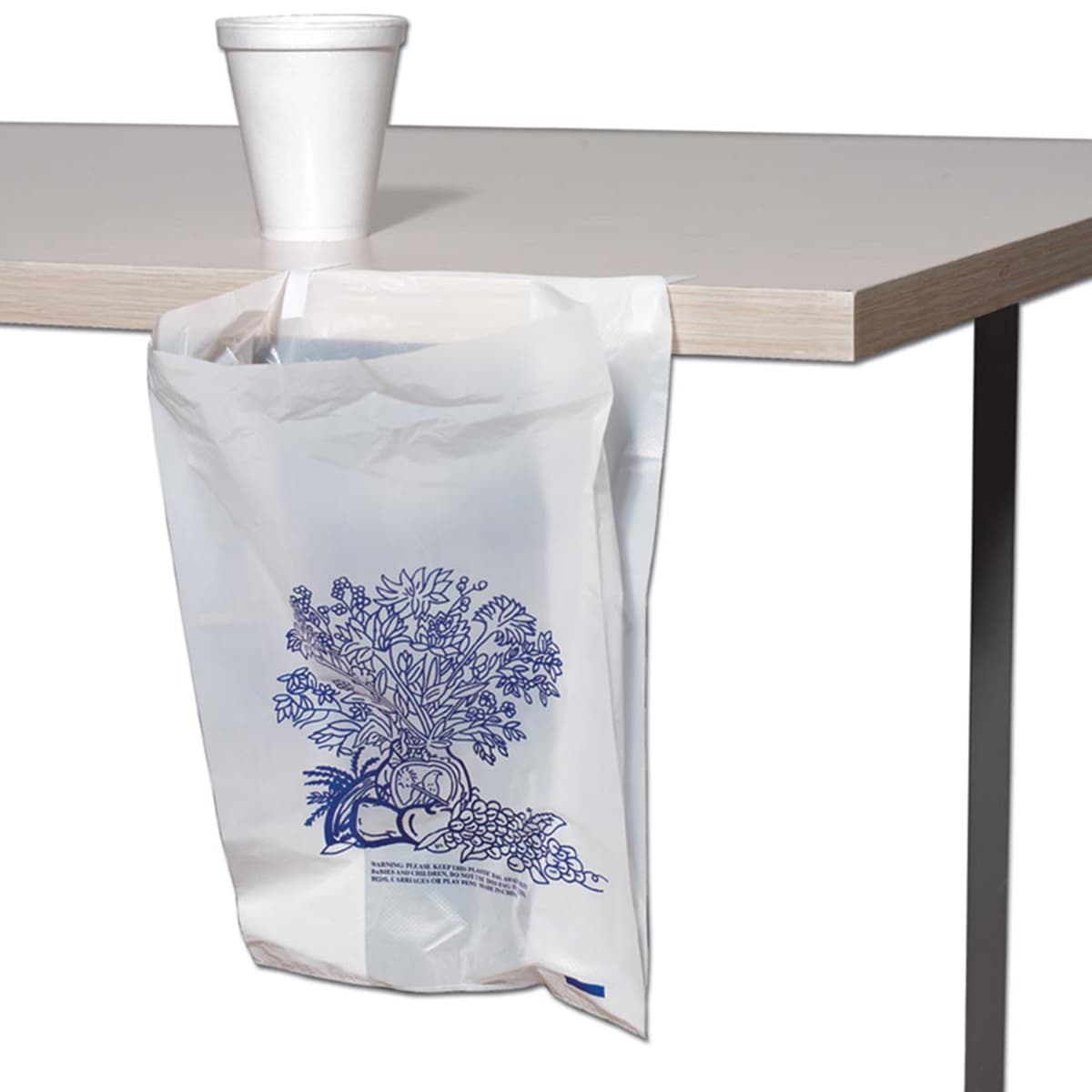 Bedside Bag 7X4X11 IN HDPE 0.5MIL White With Open Ended Closure FDA Compliant Gusset 2000/Case