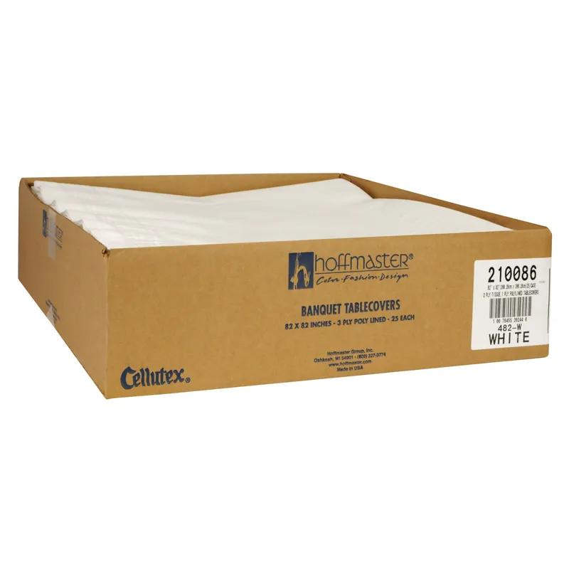 Table Cover 82X82 IN Paper Poly Blend White 25/Case
