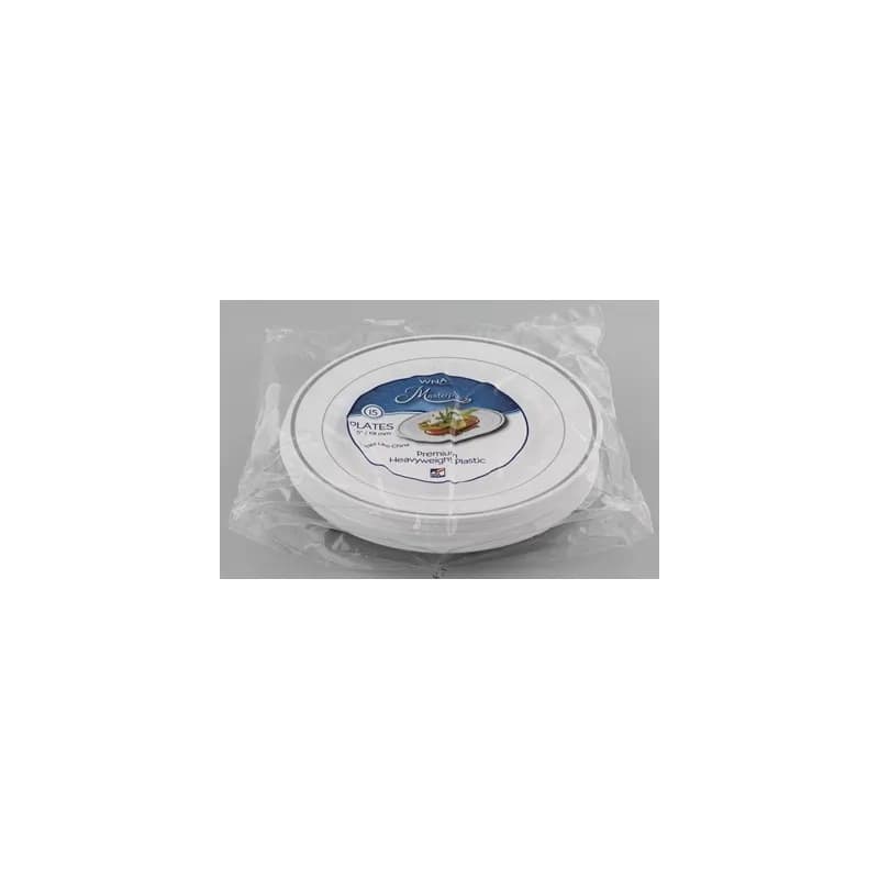 WNA Plate 7 IN Plastic White Silver Round 150/Case