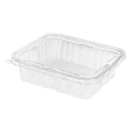 Safe-T-Fresh® Deli Container Hinged With Flat Lid 48 OZ RPET Clear Rectangle 150/Case