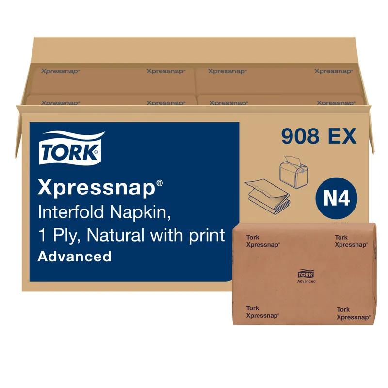Tork Xpressnap® N4 Dispenser Napkins 4.25X6.5 IN Natural Enviro Print Paper Interfold Embossed 500 Count/Pack 12 Packs/Case
