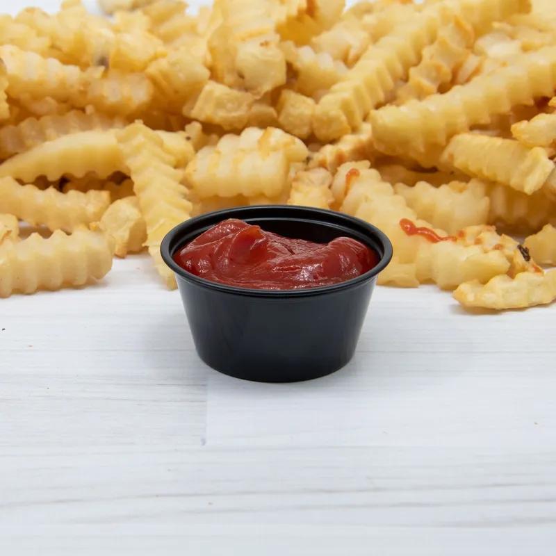 Solo® Souffle & Portion Cup 3.25 OZ PS Black Round Stackable 250 Count/Pack 10 Packs/Case 2500 Count/Case