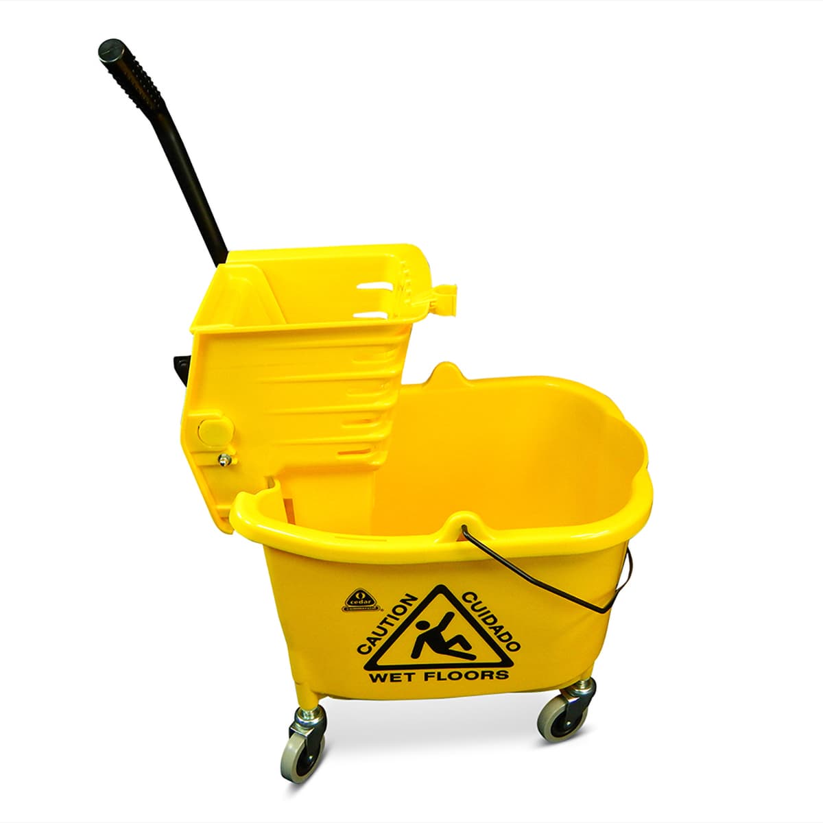 MaxiRough® Mop Bucket & Wringer 32 QT Plastic Metal Yellow Black Side Press With Casters 1/Each