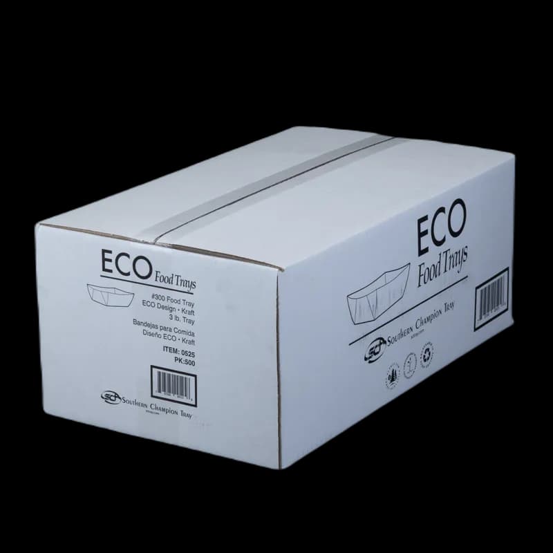 Food Tray 3 LB Kraft Paperboard Kraft Rectangle 500/Case