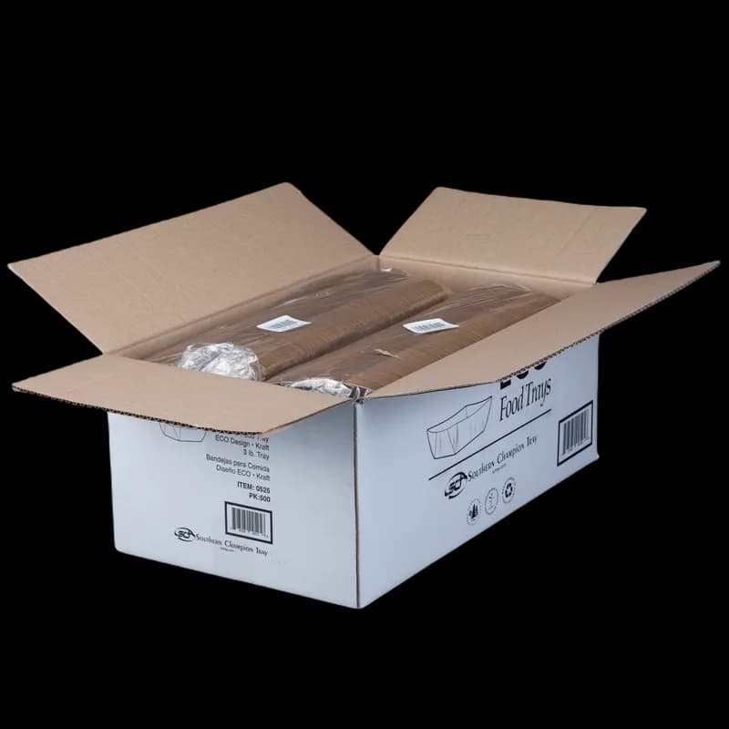 Food Tray 3 LB Kraft Paperboard Kraft Rectangle 500/Case
