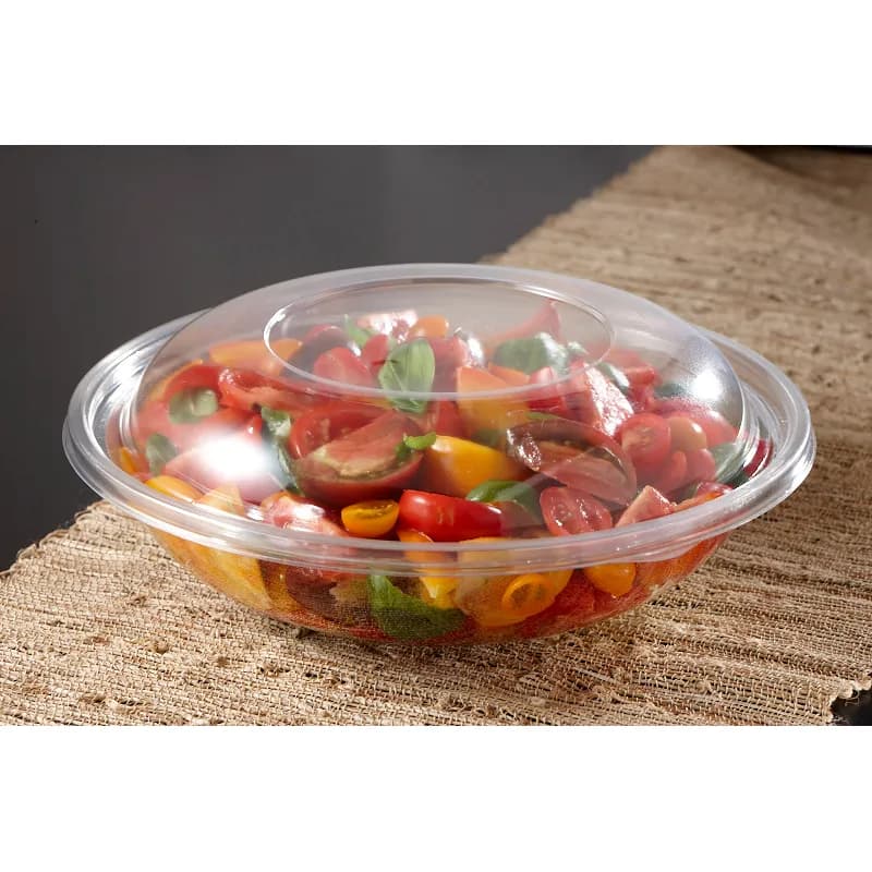 Lid High Dome 10.25X1.5 IN 1 Compartment PET Clear Round For 64-80 OZ Bowl Unhinged 50/Case
