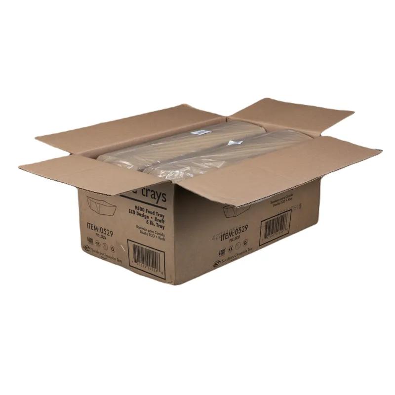 Food Tray 5 LB Kraft Paperboard Kraft Rectangle 500/Case