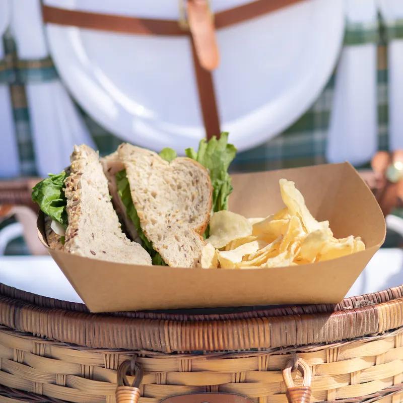 Food Tray 5 LB Kraft Paperboard Kraft Rectangle 500/Case