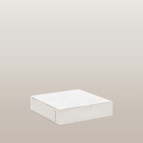 Easy Lock Cake Box 10X10X2.5 IN SUS Paperboard CRB White Square Lock Corner 1-Piece 250/Bundle
