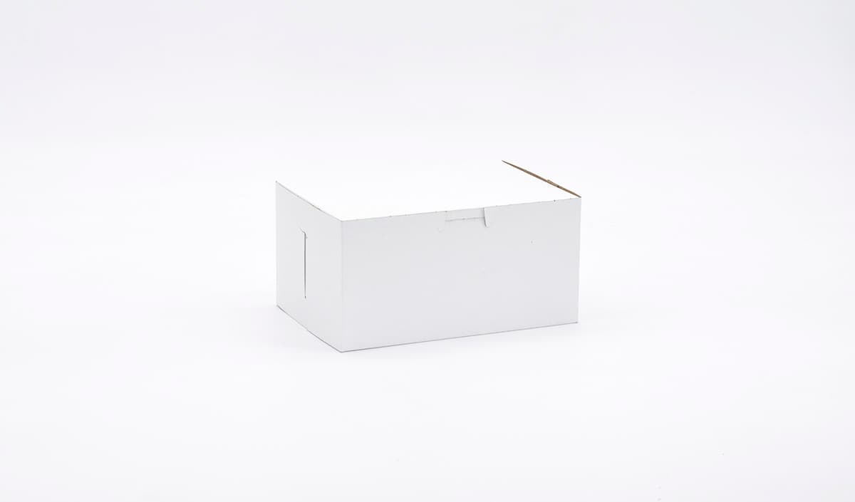Easy Lock Cake Box 8X5.5X4 IN SUS Paperboard CRB White Rectangle Lock Corner 1-Piece 250/Bundle