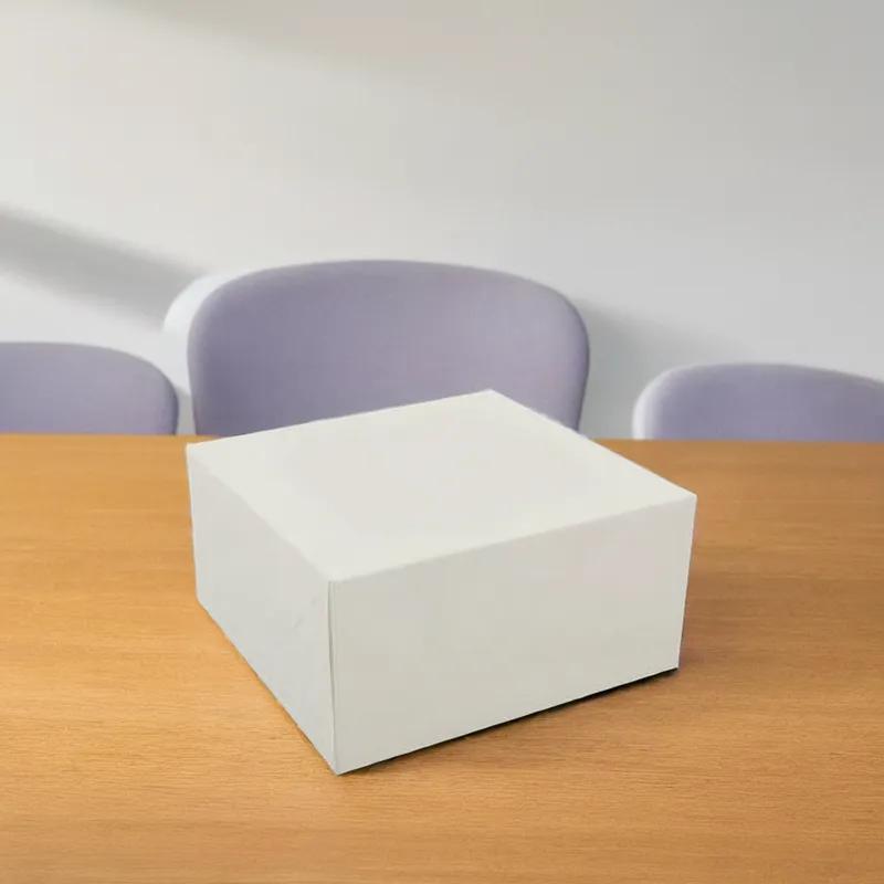 Easy Lock Cake Box 8X8X2.5 IN SUS Paperboard CRB White Square Lock Corner 1-Piece 250/Bundle