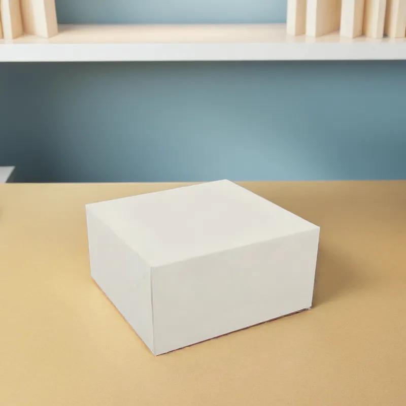 Easy Lock Cake Box 8X8X2.5 IN SUS Paperboard CRB White Square Lock Corner 1-Piece 250/Bundle