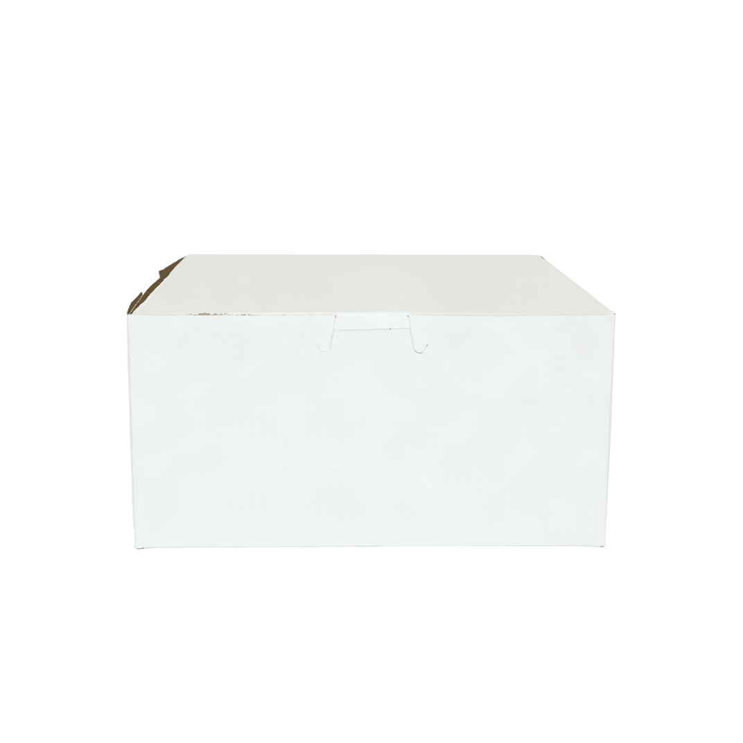 Easy Lock Cake Box 8X8X4 IN SUS Paperboard CRB White Square Lock Corner 1-Piece 250/Bundle