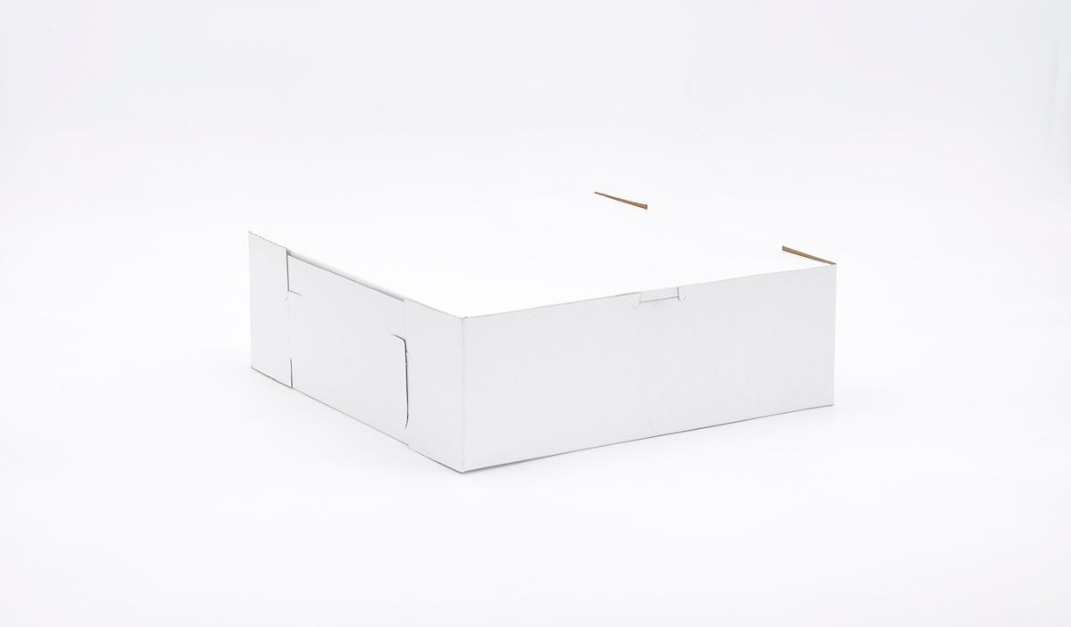 Easy Lock Cake Box 12X12X4 IN SUS Paperboard CRB White Square Lock Corner 1-Piece 100/Bundle