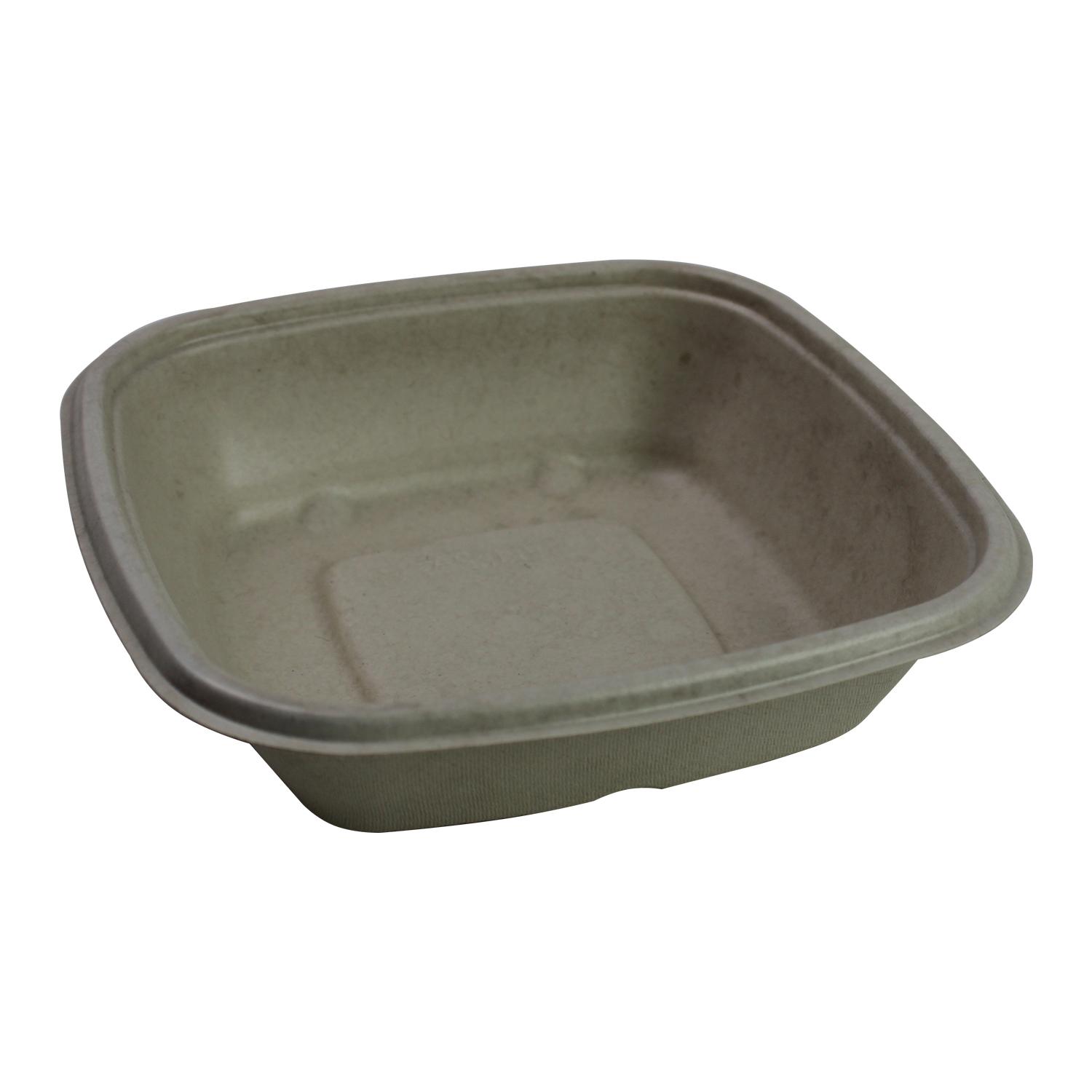 Take-Out Container Base 6.3X6.3X1.6 IN Pulp Fiber PLA Kraft Square 150/Case