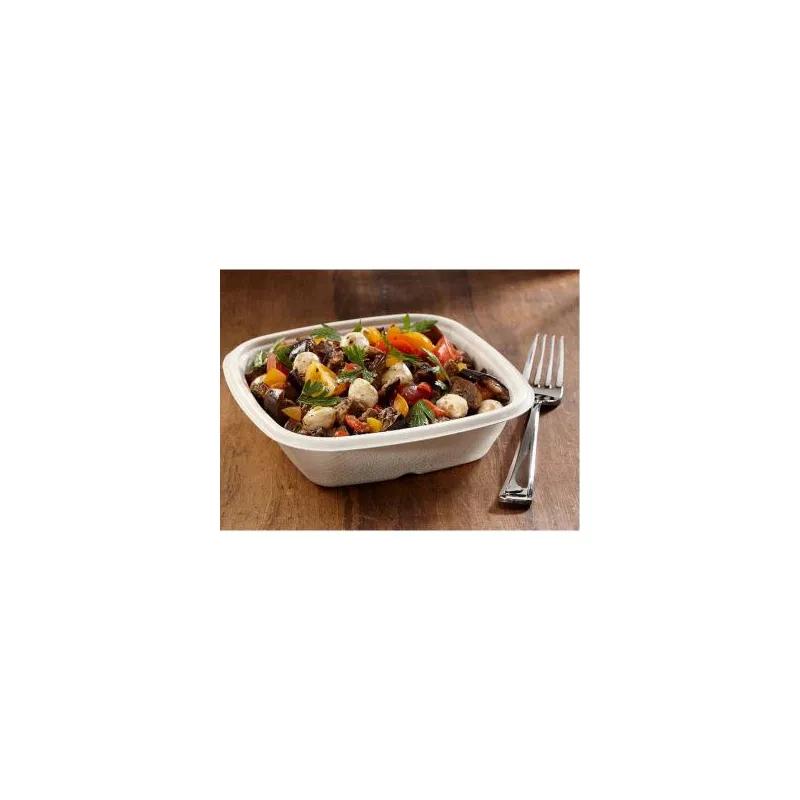 Take-Out Container Base 6.3X6.3X1.6 IN Pulp Fiber PLA Kraft Square 150/Case