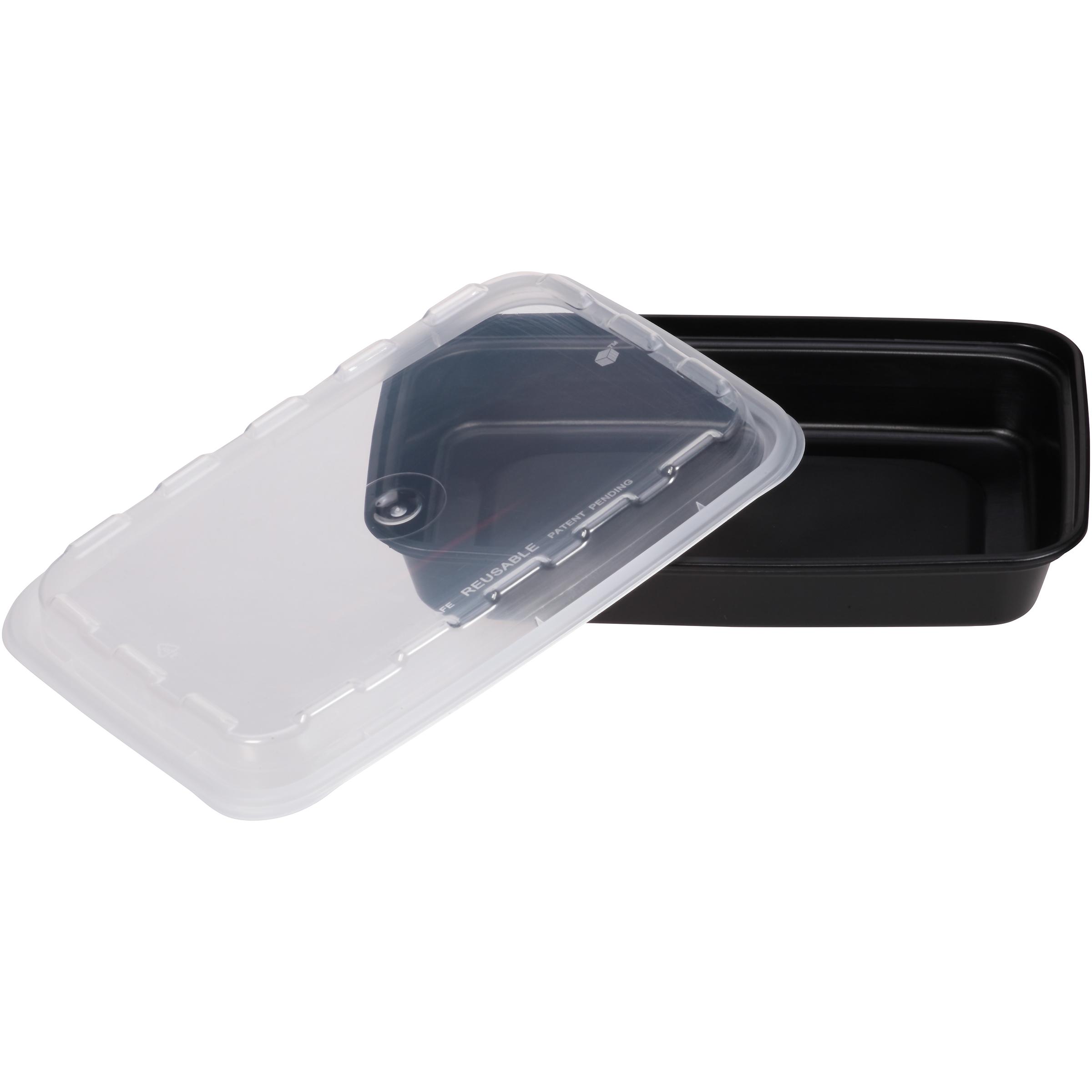 Take-Out Container Base & Lid Combo 12 OZ Plastic Black Rectangle 150/Case