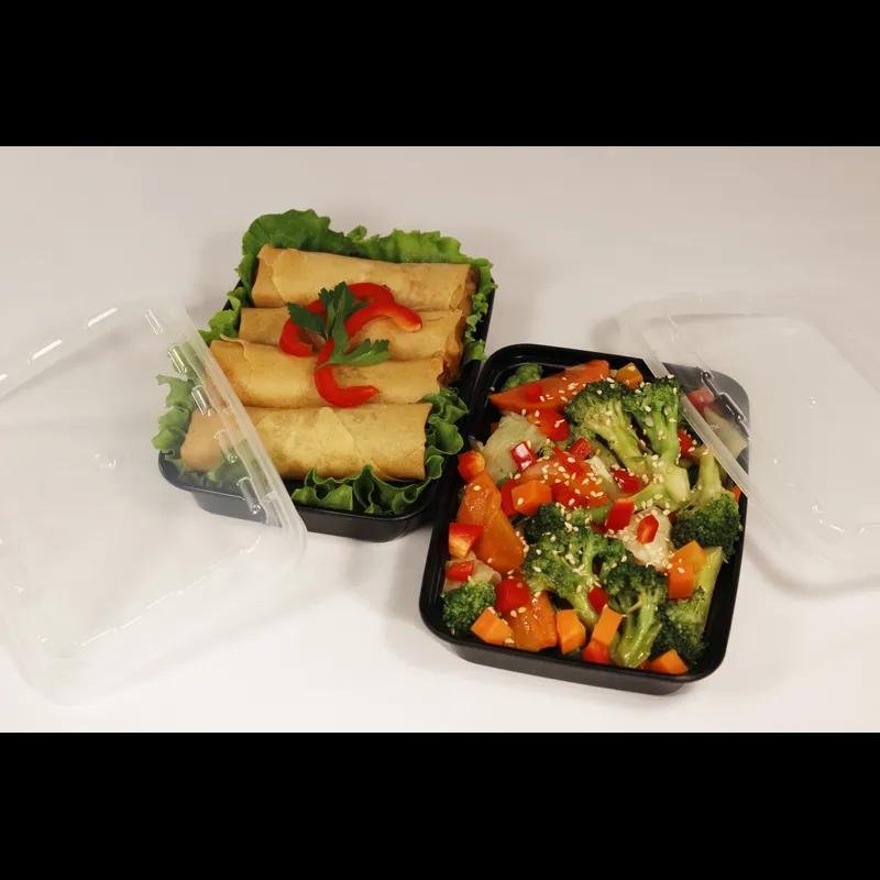 Take-Out Container Base & Lid Combo 12 OZ Plastic Black Rectangle 150/Case