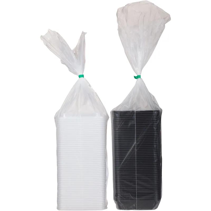 Take-Out Container Base & Lid Combo 12 OZ Plastic Black Rectangle 150/Case