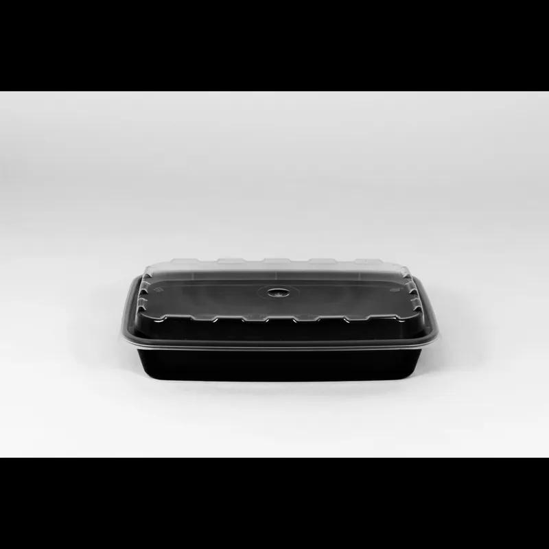 Take-Out Container Base & Lid Combo 12 OZ Plastic Black Rectangle 150/Case
