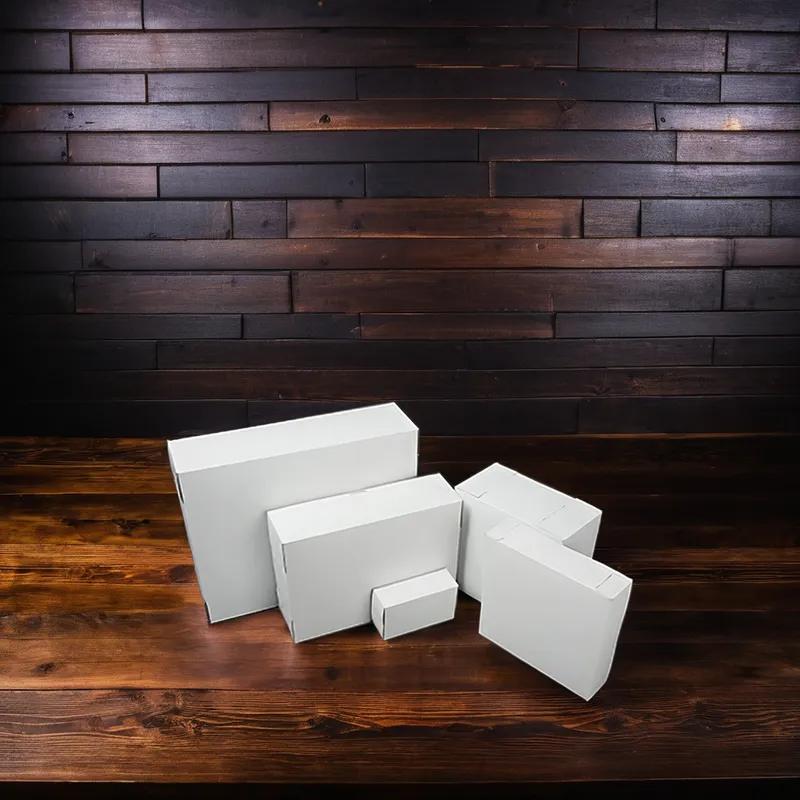 Easy Lock Cake Box 8X8X6 IN SUS Paperboard CRB White Square Lock Corner 1-Piece 100/Bundle