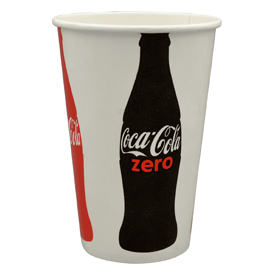 Cold Cup 16 OZ Single Wall Poly-Coated Paper White Red Coca-Cola 1000/Case