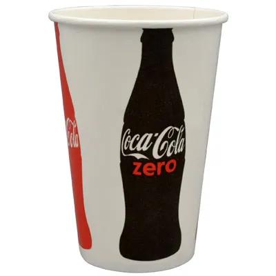 Cold Cup 16 OZ Single Wall Poly-Coated Paper White Red Coca-Cola 1000/Case