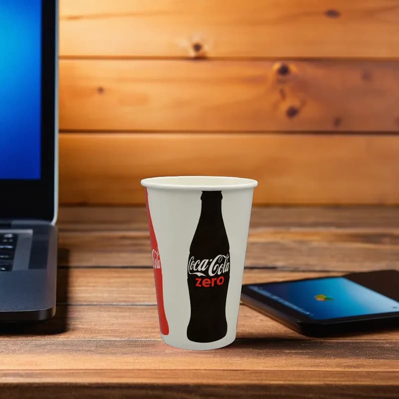 Cold Cup 16 OZ Single Wall Poly-Coated Paper White Red Coca-Cola 1000/Case