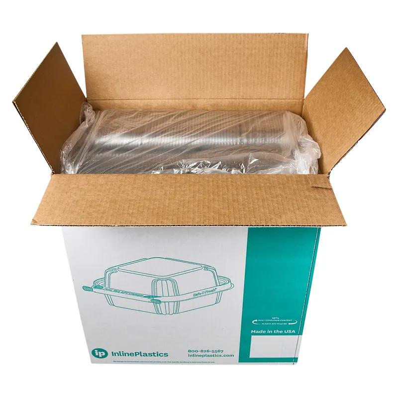 Safe-T-Fresh® Deli Container Hinged With Dome Lid 24.7 OZ RPET Clear Square 272/Case