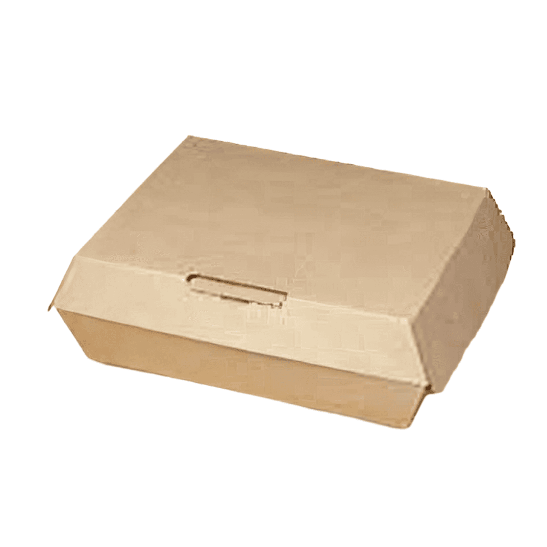 Bagcraft® EcoCraft® Take-Out Box Hinged With Dome Lid Medium (MED) 8X6X2.75 IN Fiber Paper Kraft Fluted 200/Case