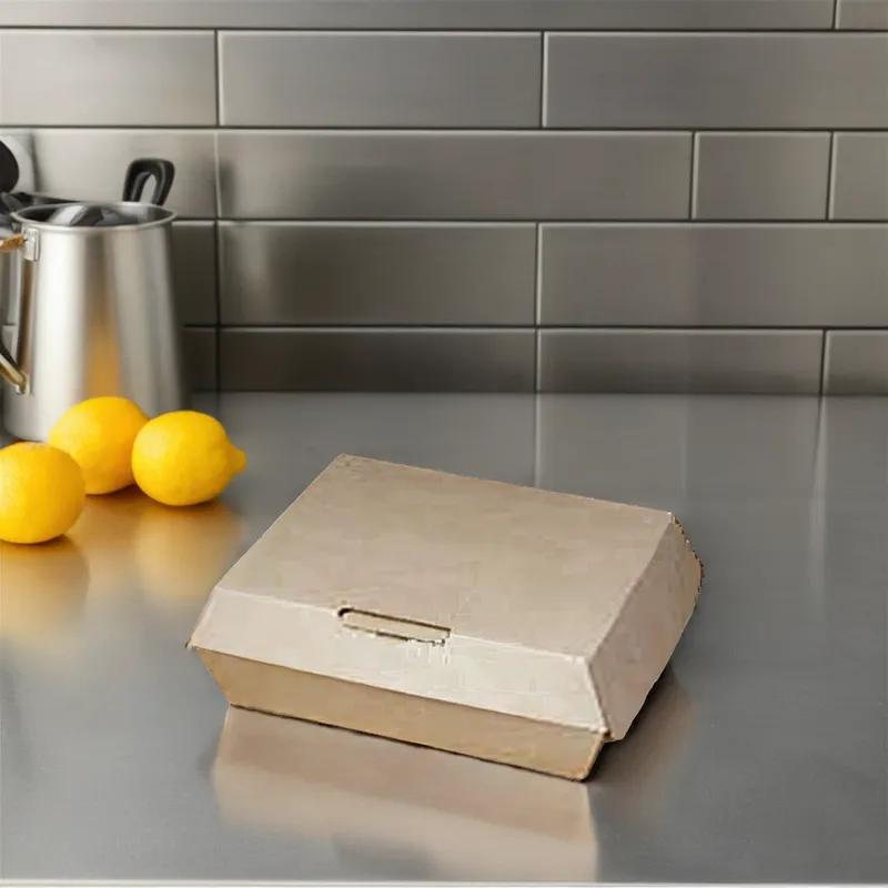 Bagcraft® EcoCraft® Take-Out Box Hinged With Dome Lid Medium (MED) 8X6X2.75 IN Fiber Paper Kraft Fluted 200/Case