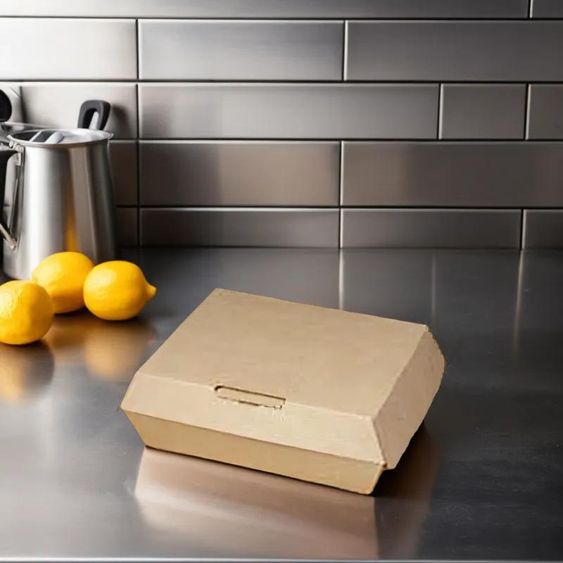 Bagcraft® EcoCraft® Take-Out Box Hinged With Dome Lid Medium (MED) 8X6X2.75 IN Fiber Paper Kraft Fluted 200/Case