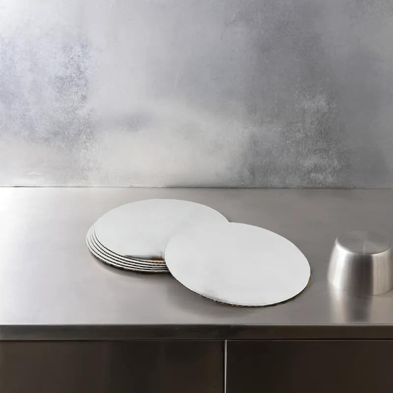 Cake Board 14X0.5 IN Paperboard White Round Embossed 12/Case