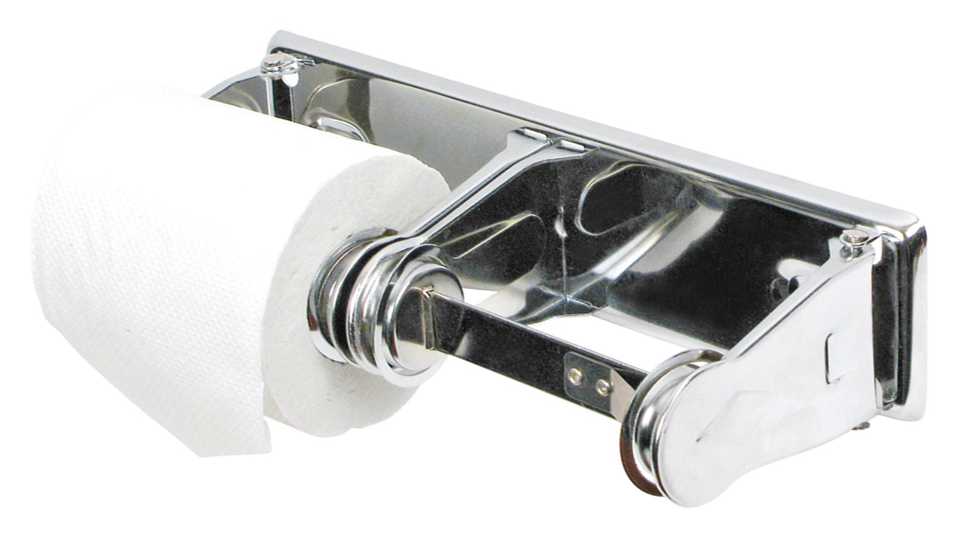 Toilet Paper Dispenser 11.25X4.25X2.38 IN Stainless Steel Wall Mount Silver 2-Roll Standard Open 1/Each