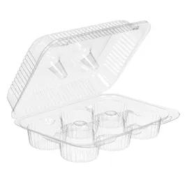 Essentials SureLock Muffin Hinged Container With Dome Lid 8.25X7.75X3 IN 6 Compartment RPET Clear Rectangle 300/Case