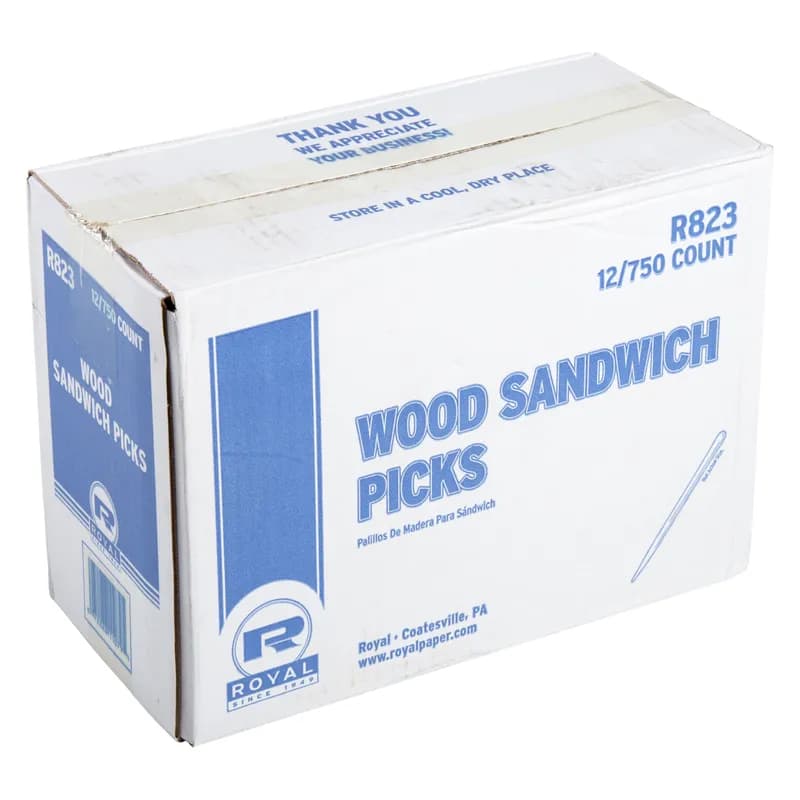 Sandwich Flat Pick 3.5 IN Wood Unwrapped 9000/Box