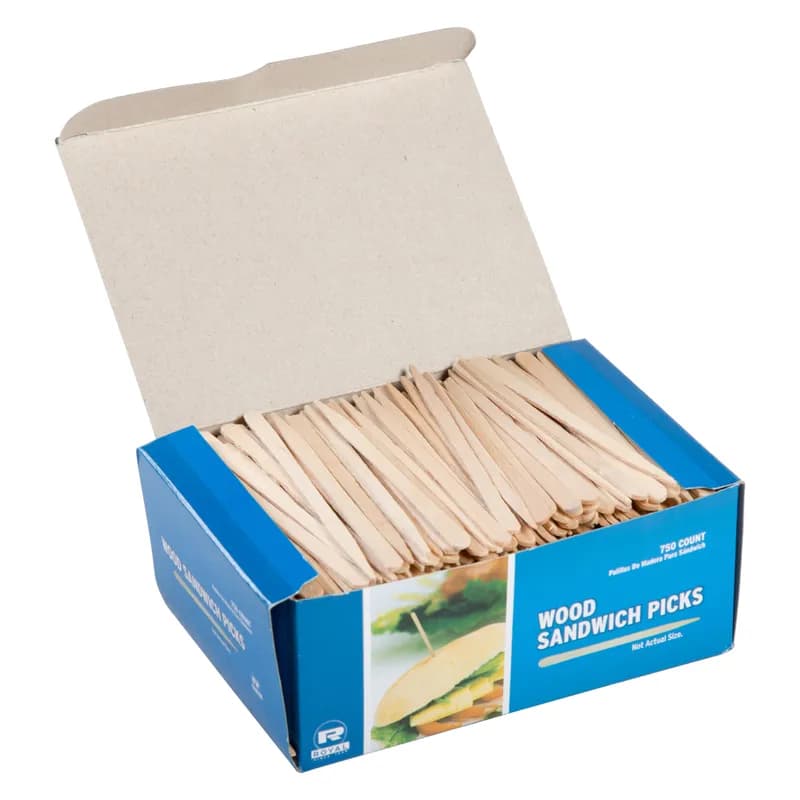 Sandwich Flat Pick 3.5 IN Wood Unwrapped 9000/Box