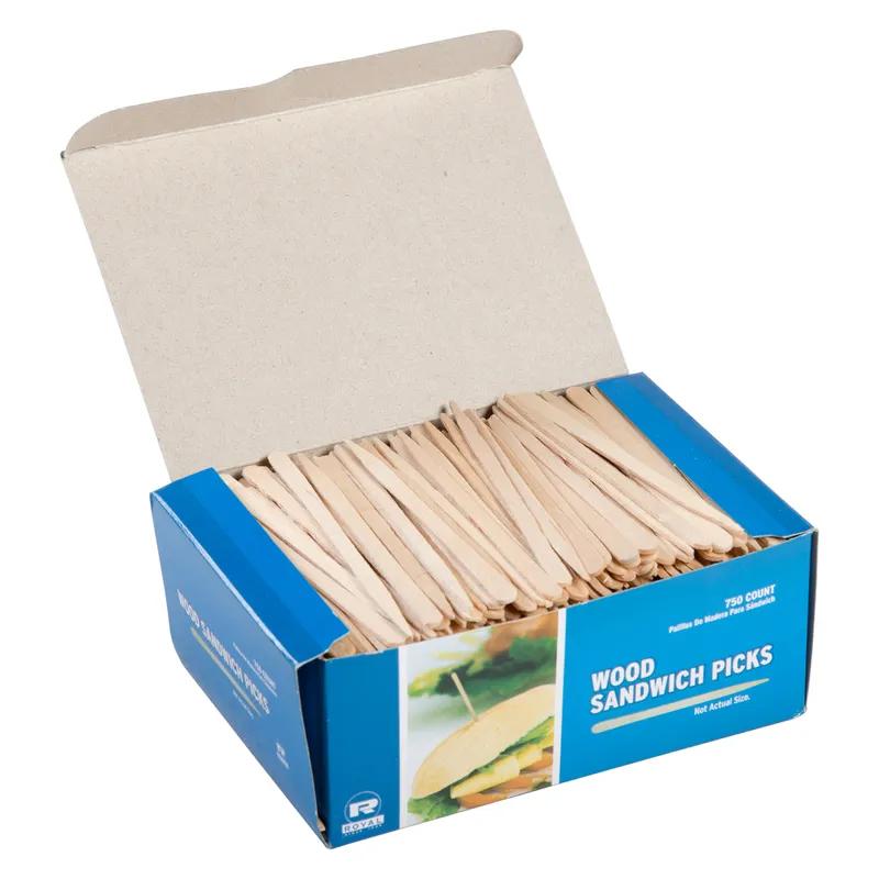 Sandwich Flat Pick 3.5 IN Wood Unwrapped 9000/Box