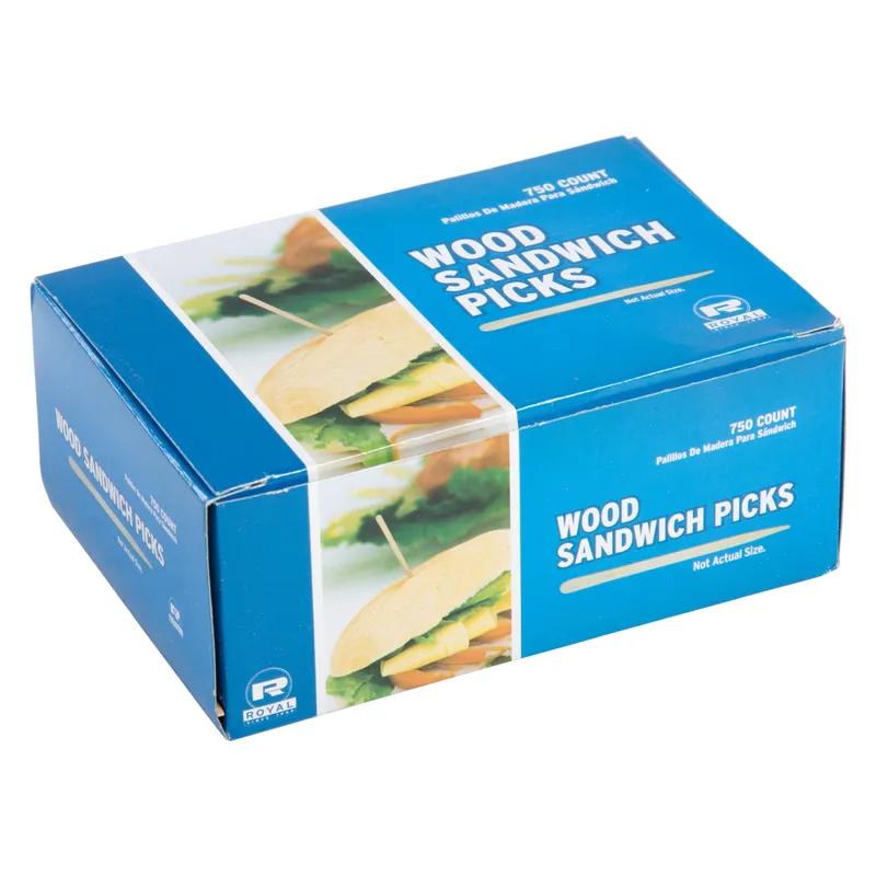 Sandwich Flat Pick 3.5 IN Wood Unwrapped 9000/Box