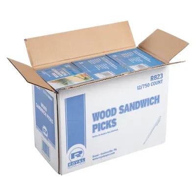 Sandwich Flat Pick 3.5 IN Wood Unwrapped 9000/Box