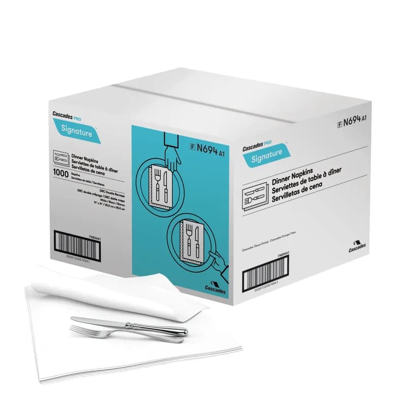 Cascades PRO Dinner Napkins 13.5X13.5 IN White DRC Flat Pack 1/Case