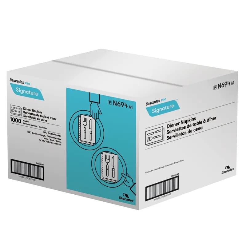 Cascades PRO Dinner Napkins 13.5X13.5 IN White DRC Flat Pack 1/Case