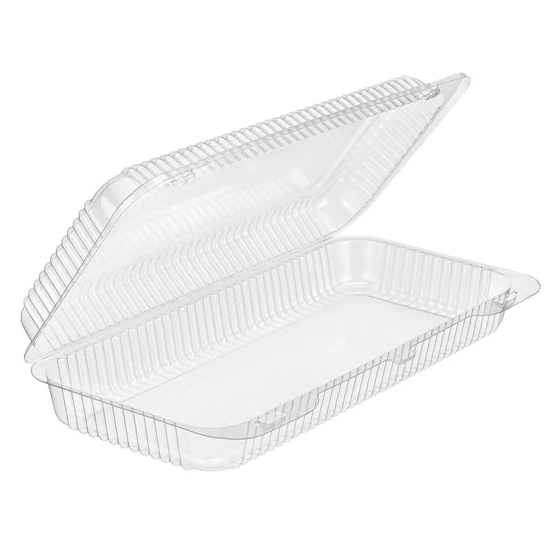 Essentials Danish Dessert Container Hinged With Dome Lid 90 OZ RPET Clear Rectangle Bar Lock 200/Case