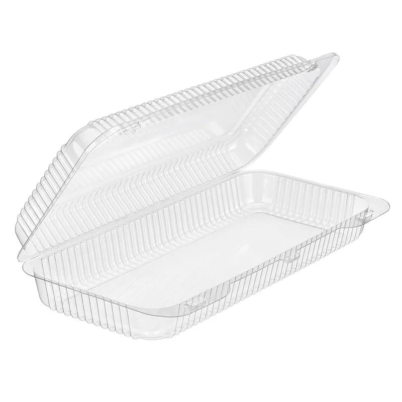 Essentials Danish Dessert Container Hinged With Dome Lid 90 OZ RPET Clear Rectangle Bar Lock 200/Case